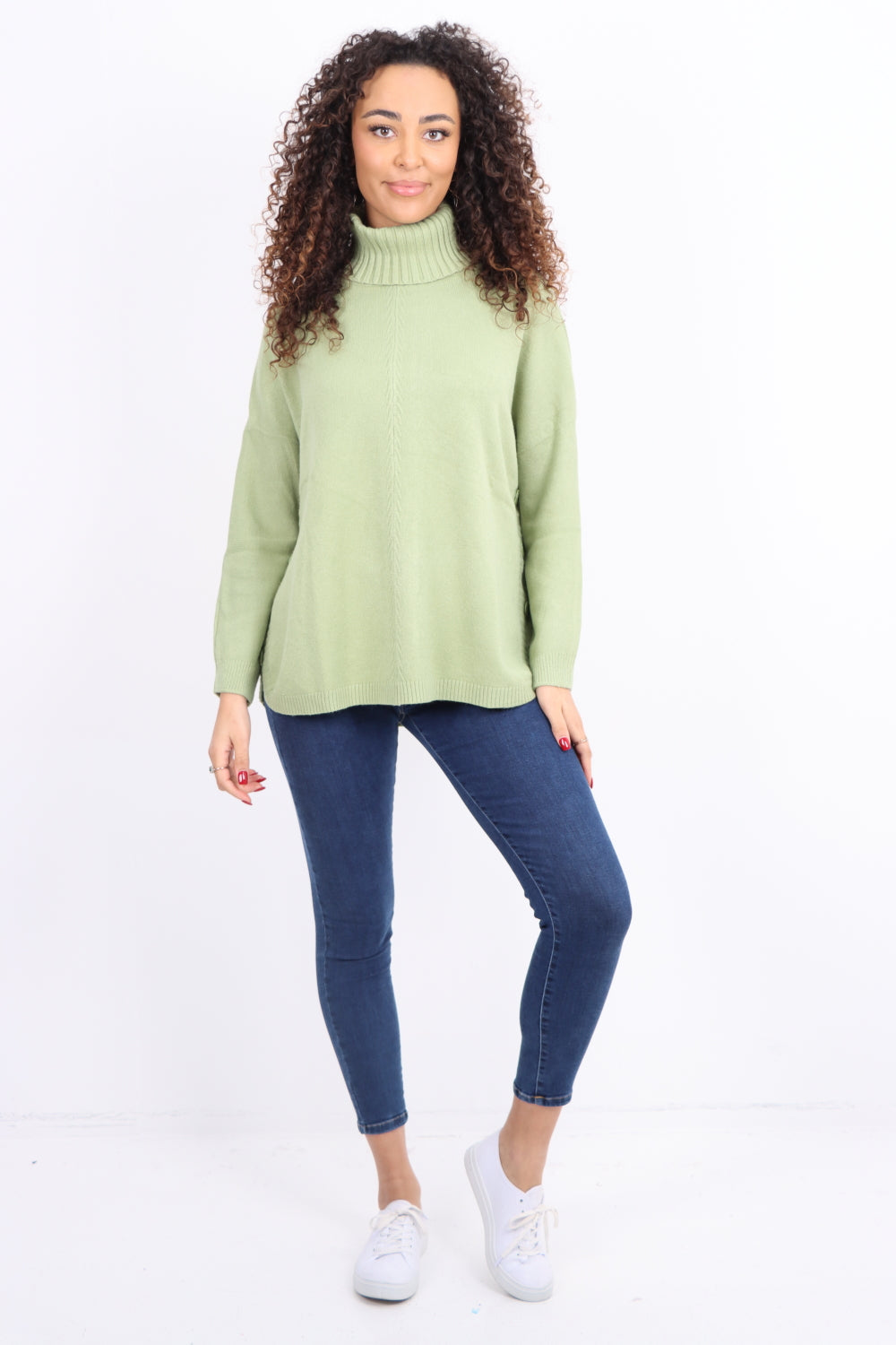 Side Button Detail Ribbed Hem Longsleeve Jumper Top