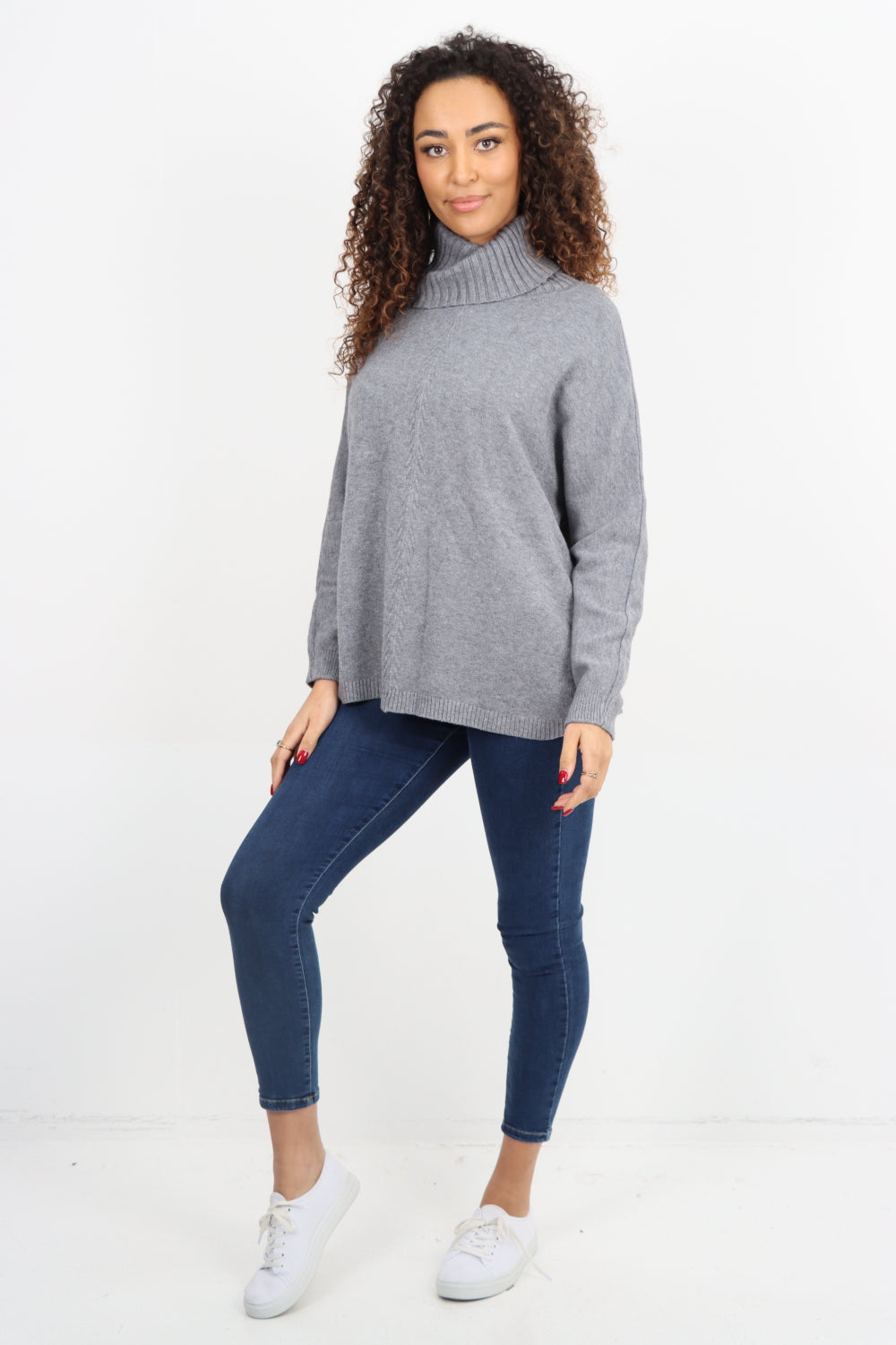 Side Button Detail Ribbed Hem Longsleeve Jumper Top