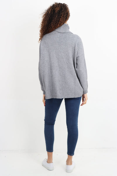 Side Button Detail Ribbed Hem Longsleeve Jumper Top