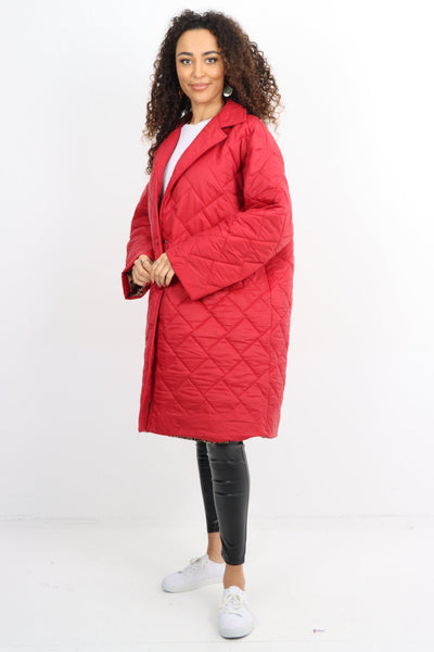 Leopard Lined Quilted Padded Longline Jacket