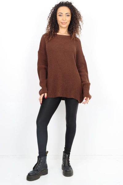 Chunky Knit Long Sleeve Jumper Short Top