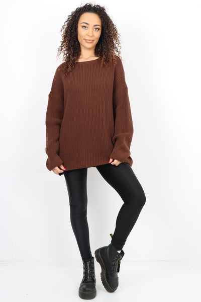 Chunky Knit Long Sleeve Jumper Short Top