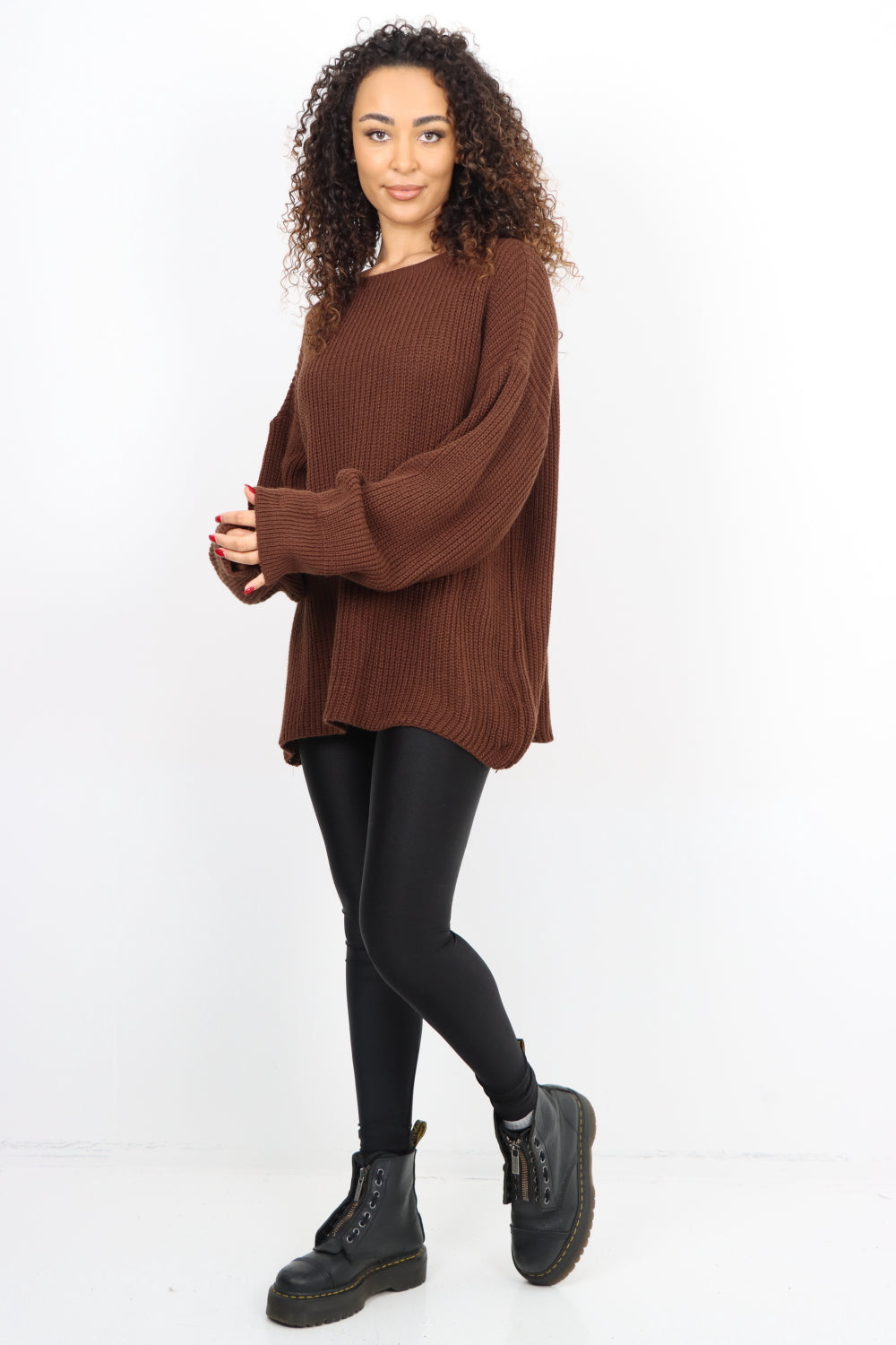 Chunky Knit Long Sleeve Jumper Short Top