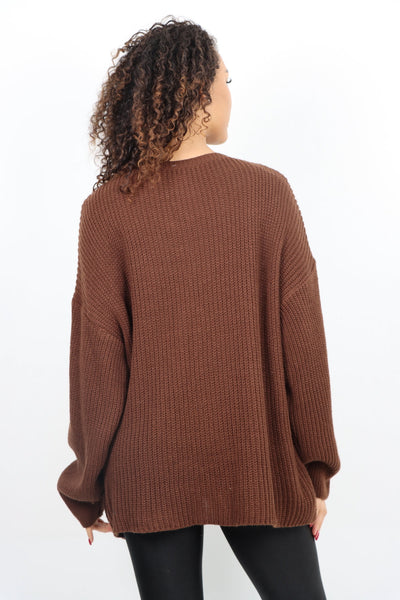 Chunky Knit Long Sleeve Jumper Short Top