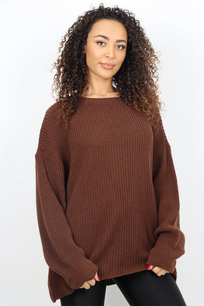 Chunky Knit Long Sleeve Jumper Short Top