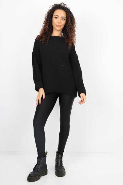 Chunky Knit Long Sleeve Jumper Short Top