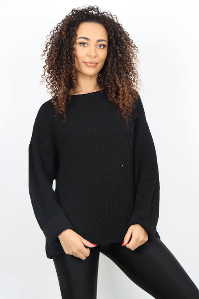 Chunky Knit Long Sleeve Jumper Short Top