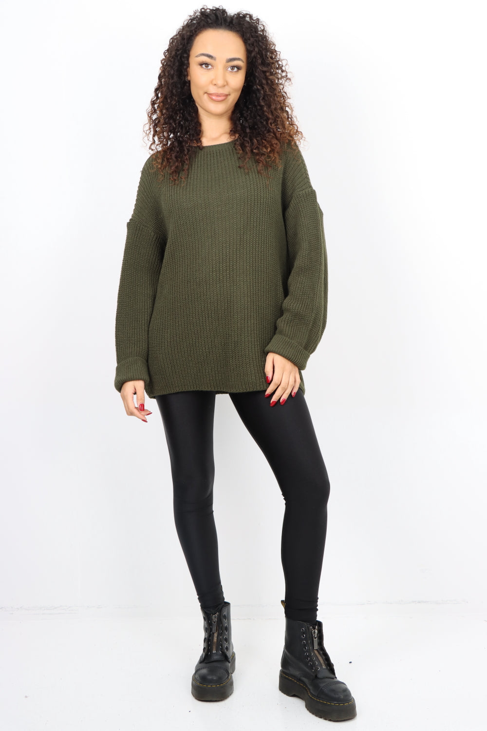 Chunky Knit Long Sleeve Jumper Short Top