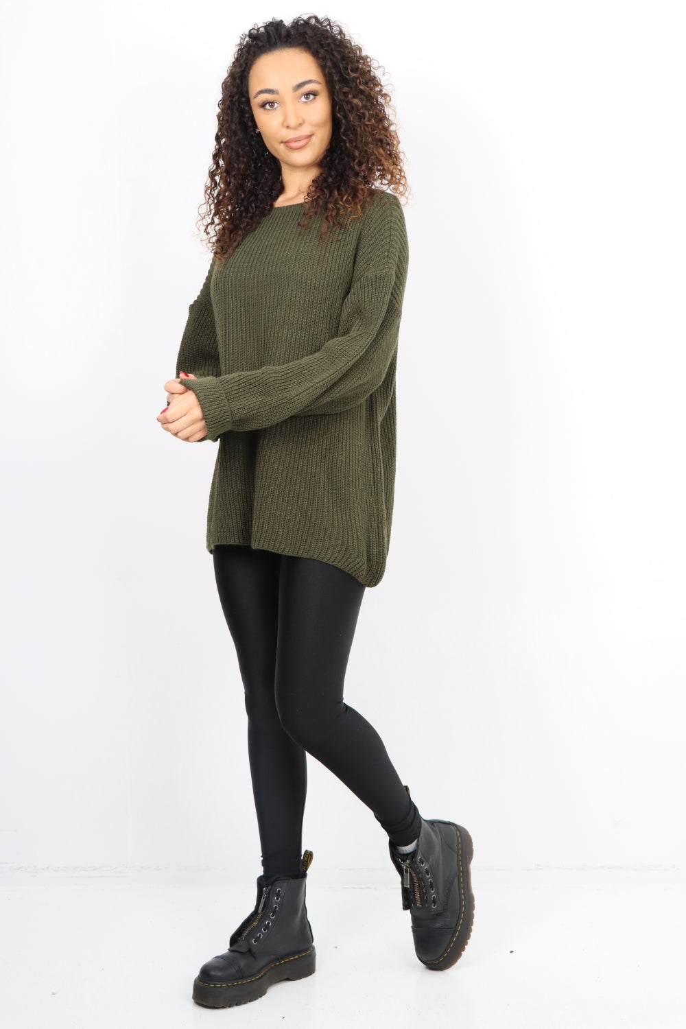 Chunky Knit Long Sleeve Jumper Short Top