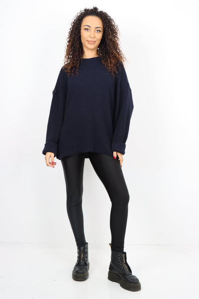 Chunky Knit Long Sleeve Jumper Short Top