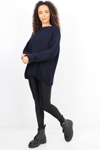 Chunky Knit Long Sleeve Jumper Short Top