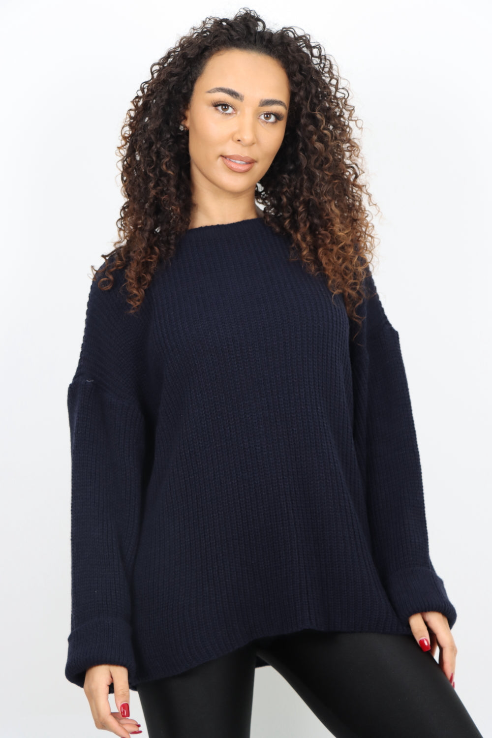 Chunky Knit Long Sleeve Jumper Short Top