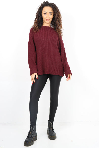 Chunky Knit Long Sleeve Jumper Short Top