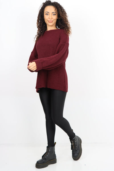 Chunky Knit Long Sleeve Jumper Short Top