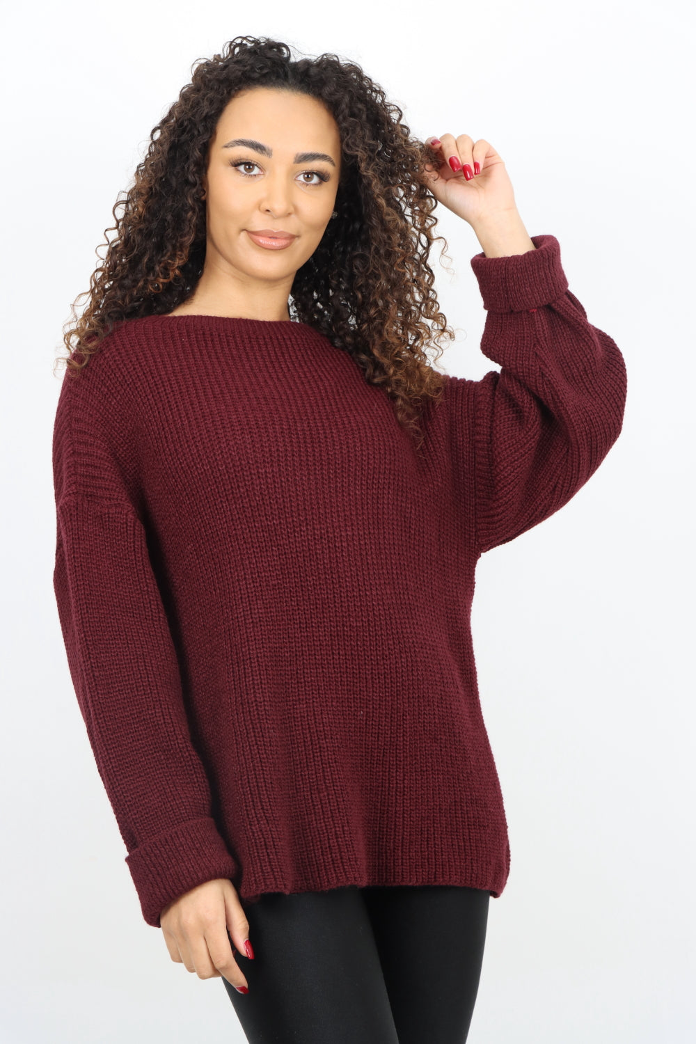 Chunky Knit Long Sleeve Jumper Short Top