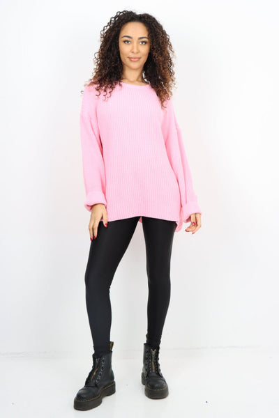 Chunky Knit Long Sleeve Jumper Short Top