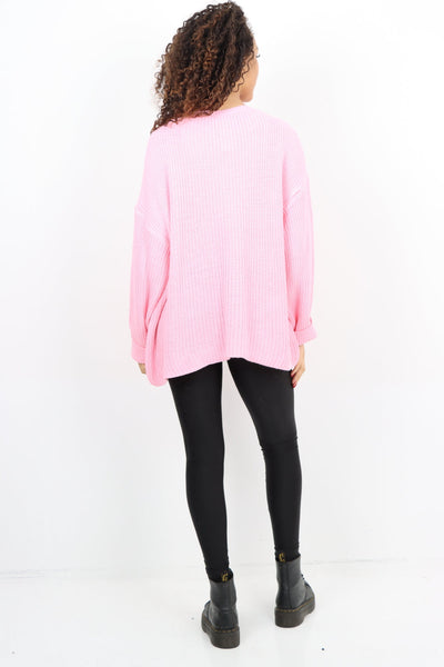 Chunky Knit Long Sleeve Jumper Short Top