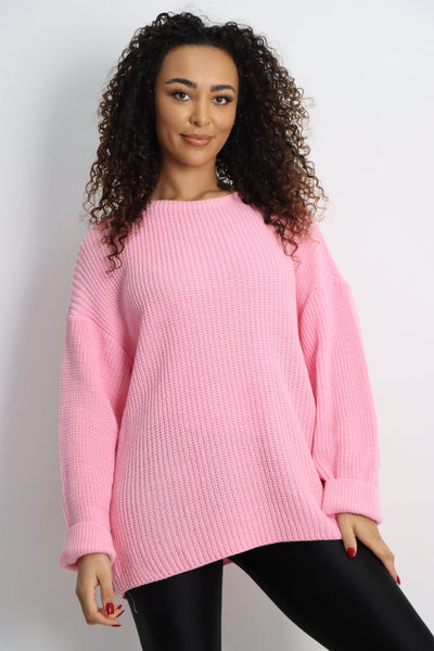 Chunky Knit Long Sleeve Jumper Short Top