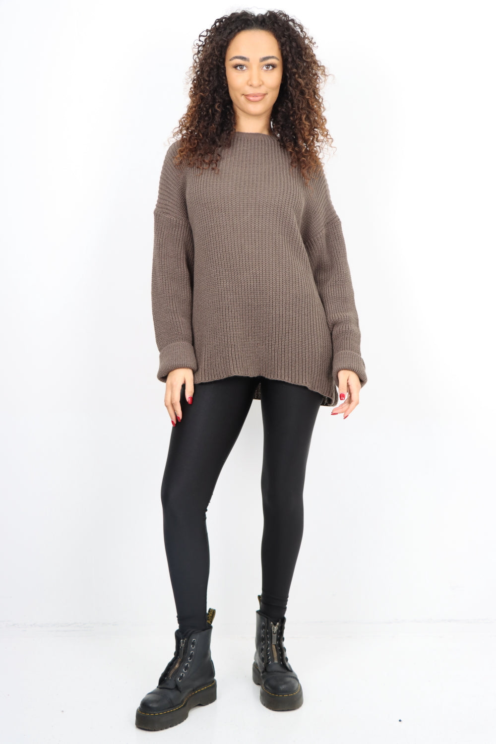 Chunky Knit Long Sleeve Jumper Short Top