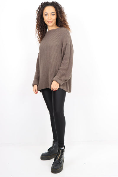 Chunky Knit Long Sleeve Jumper Short Top