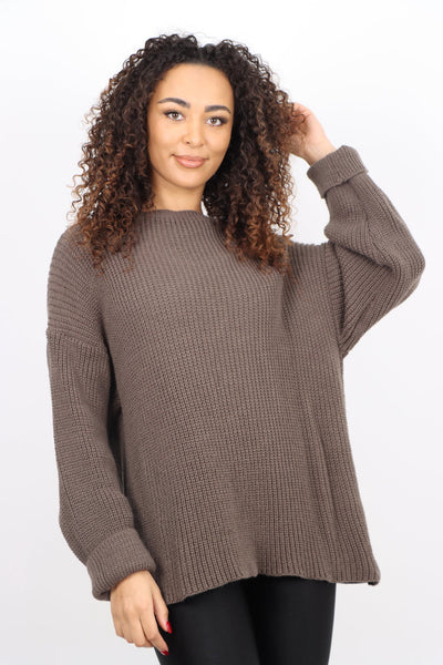 Chunky Knit Long Sleeve Jumper Short Top