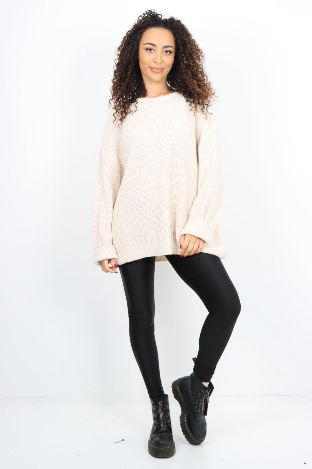 Chunky Knit Long Sleeve Jumper Short Top