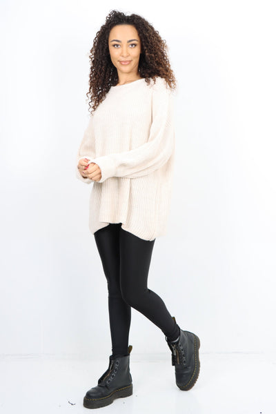 Chunky Knit Long Sleeve Jumper Short Top