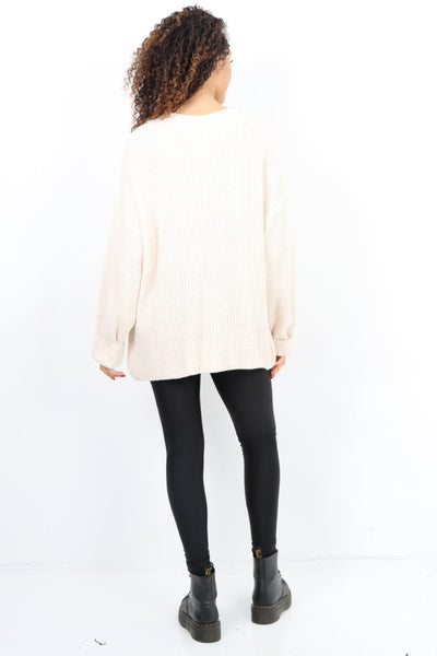 Chunky Knit Long Sleeve Jumper Short Top