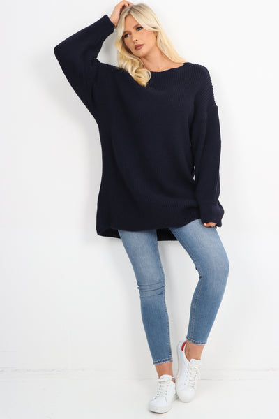 Italian Chunky Knit Long-sleeved Tunic Jumper