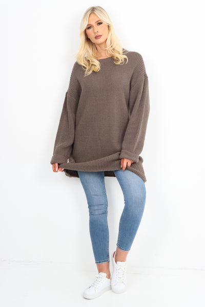 Italian Chunky Knit Long-sleeved Tunic Jumper