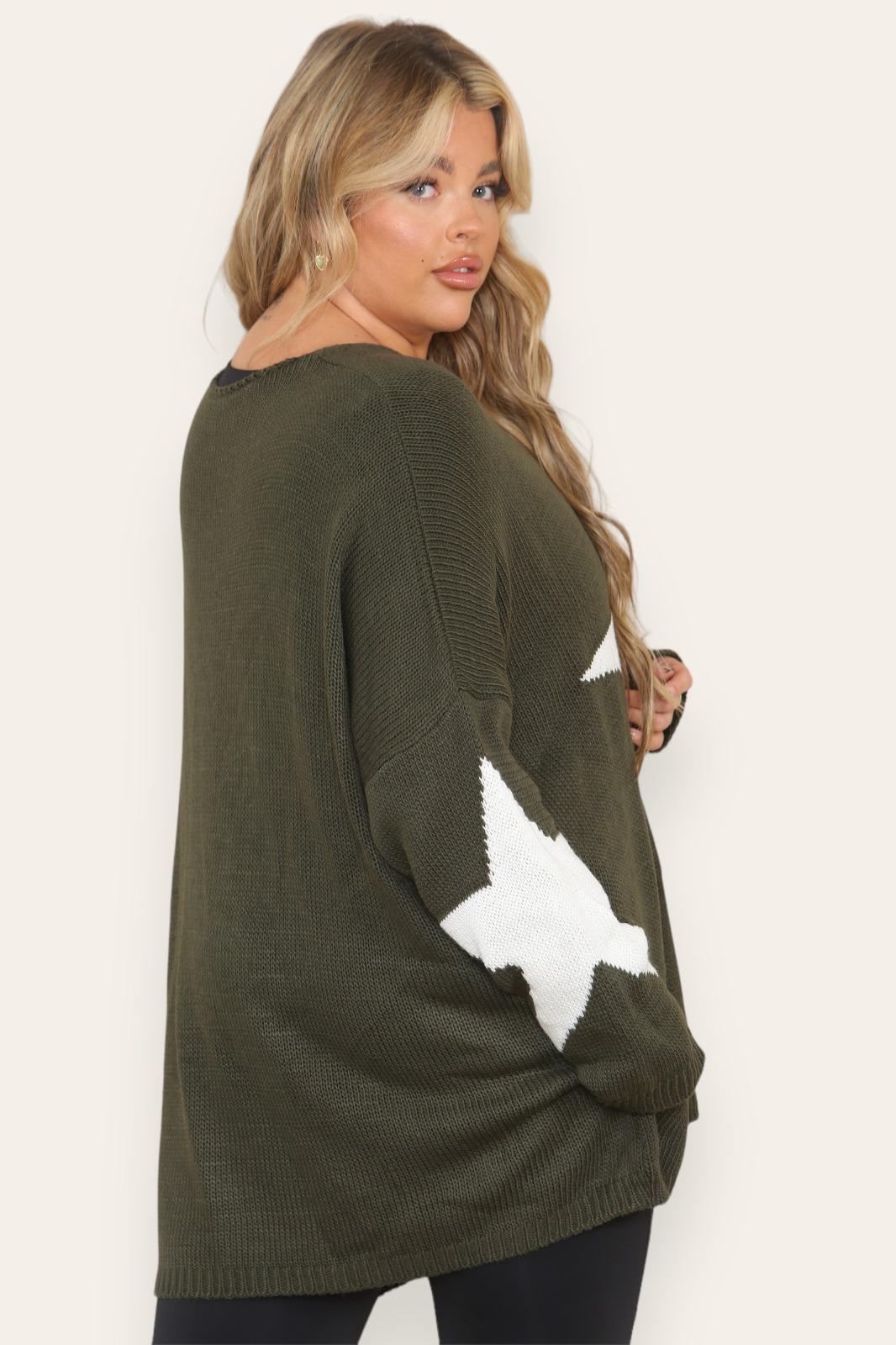 Oversized Star Print Knitted Jumper Top