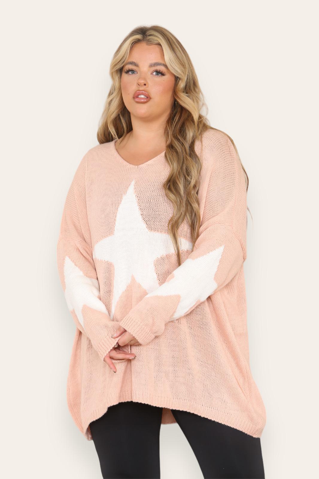 Oversized Star Print Knitted Jumper Top