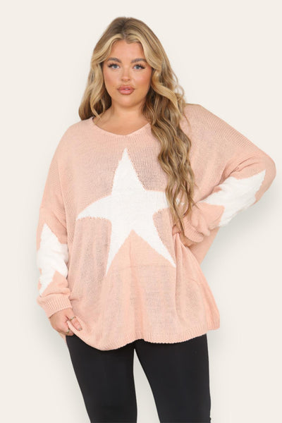 Oversized Star Print Knitted Jumper Top