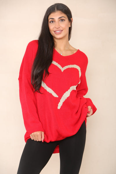 Glitter Heart Print Jumper Top