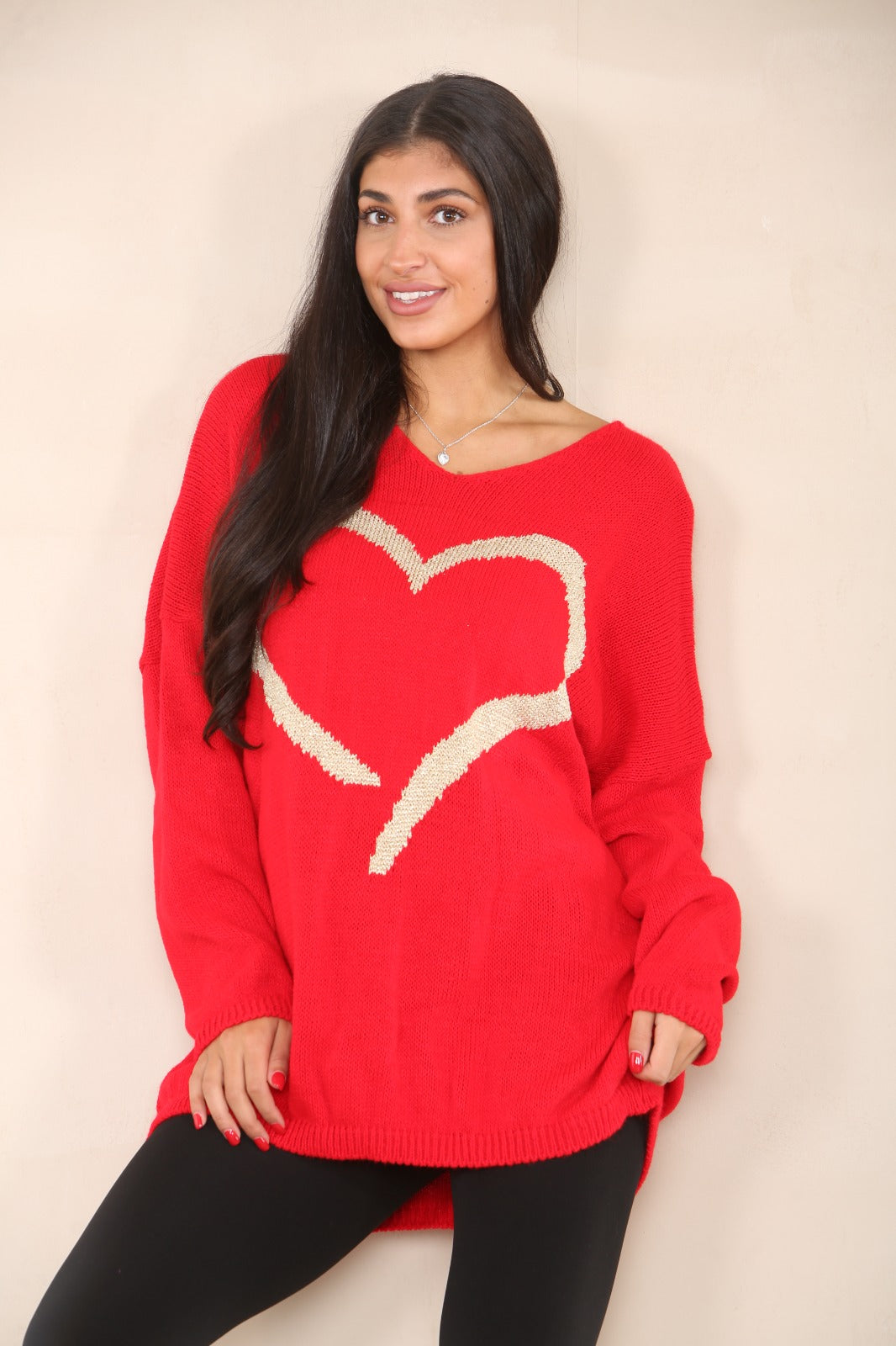 Glitter Heart Print Jumper Top