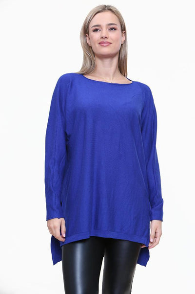 Round Neck Side Slit Jumper Top