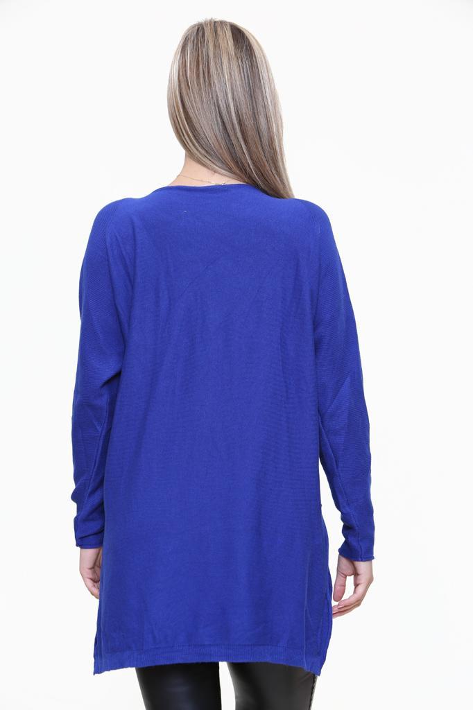 Round Neck Side Slit Jumper Top