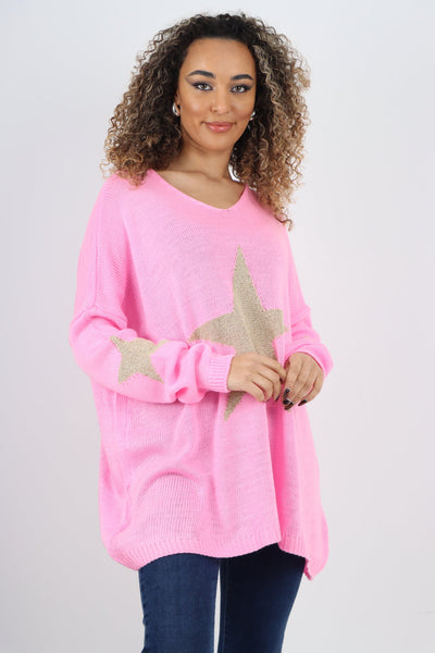 Plus Size Glitter Star Knitted Jumper