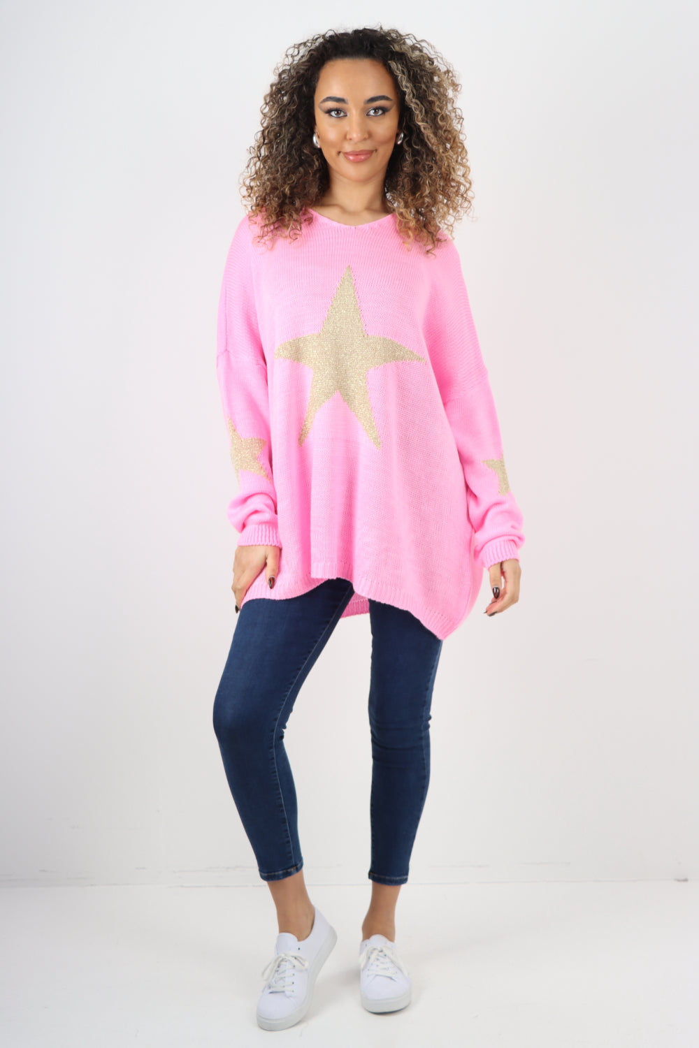 Plus Size Glitter Star Knitted Jumper