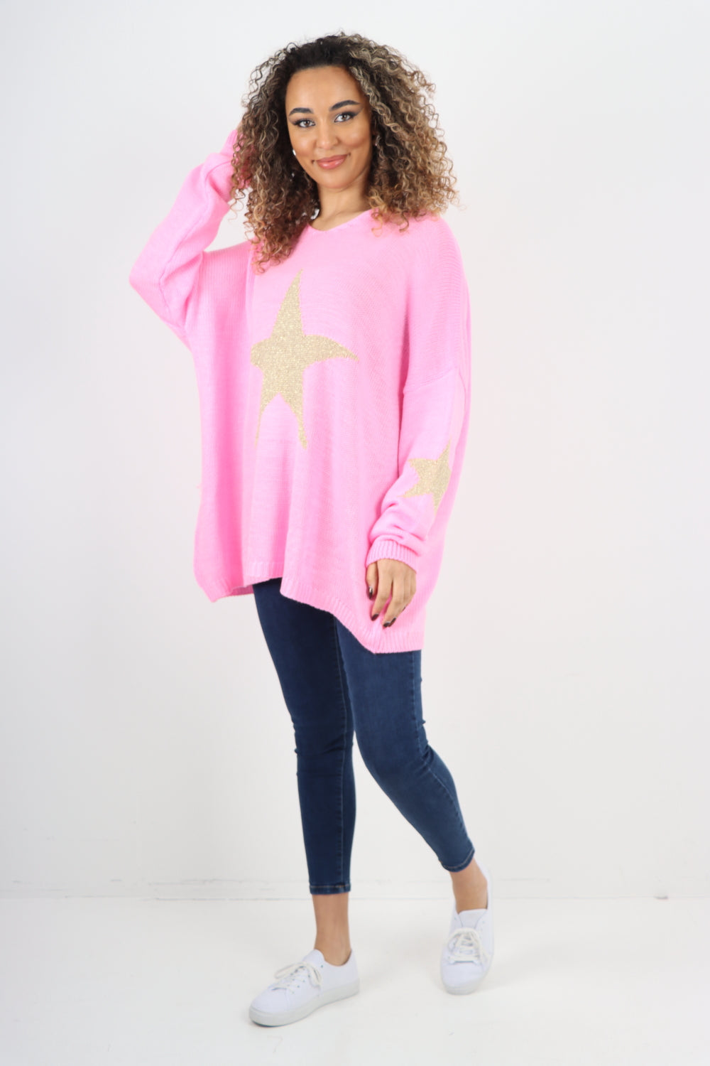 Plus Size Glitter Star Knitted Jumper