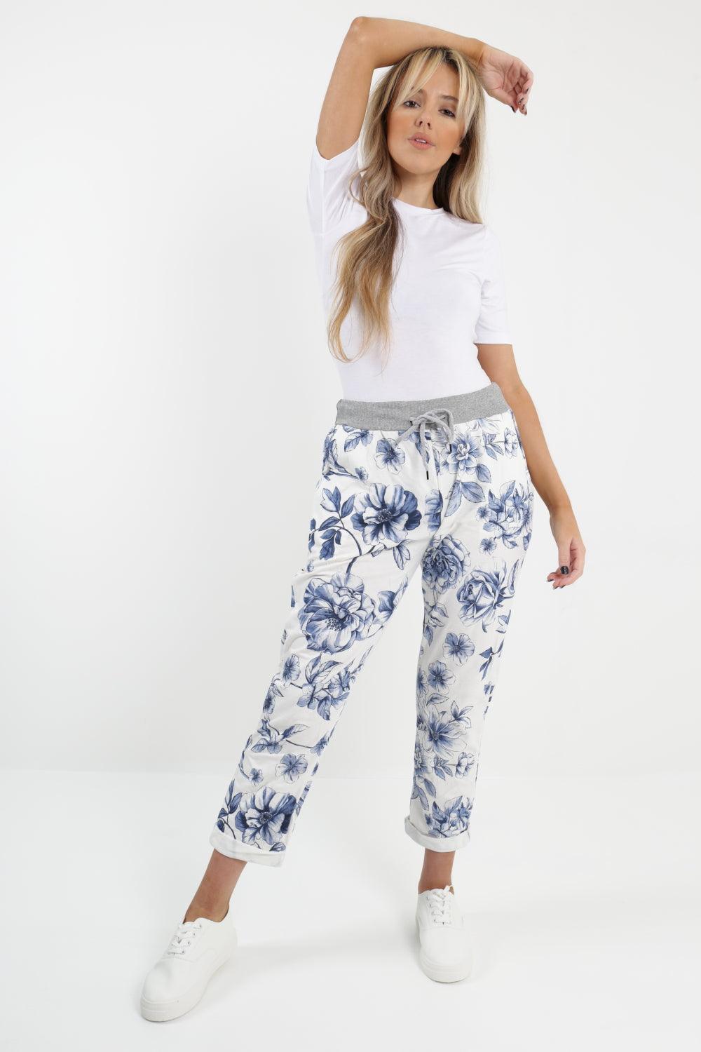 Made In Italy Big Floral Printed Joggers